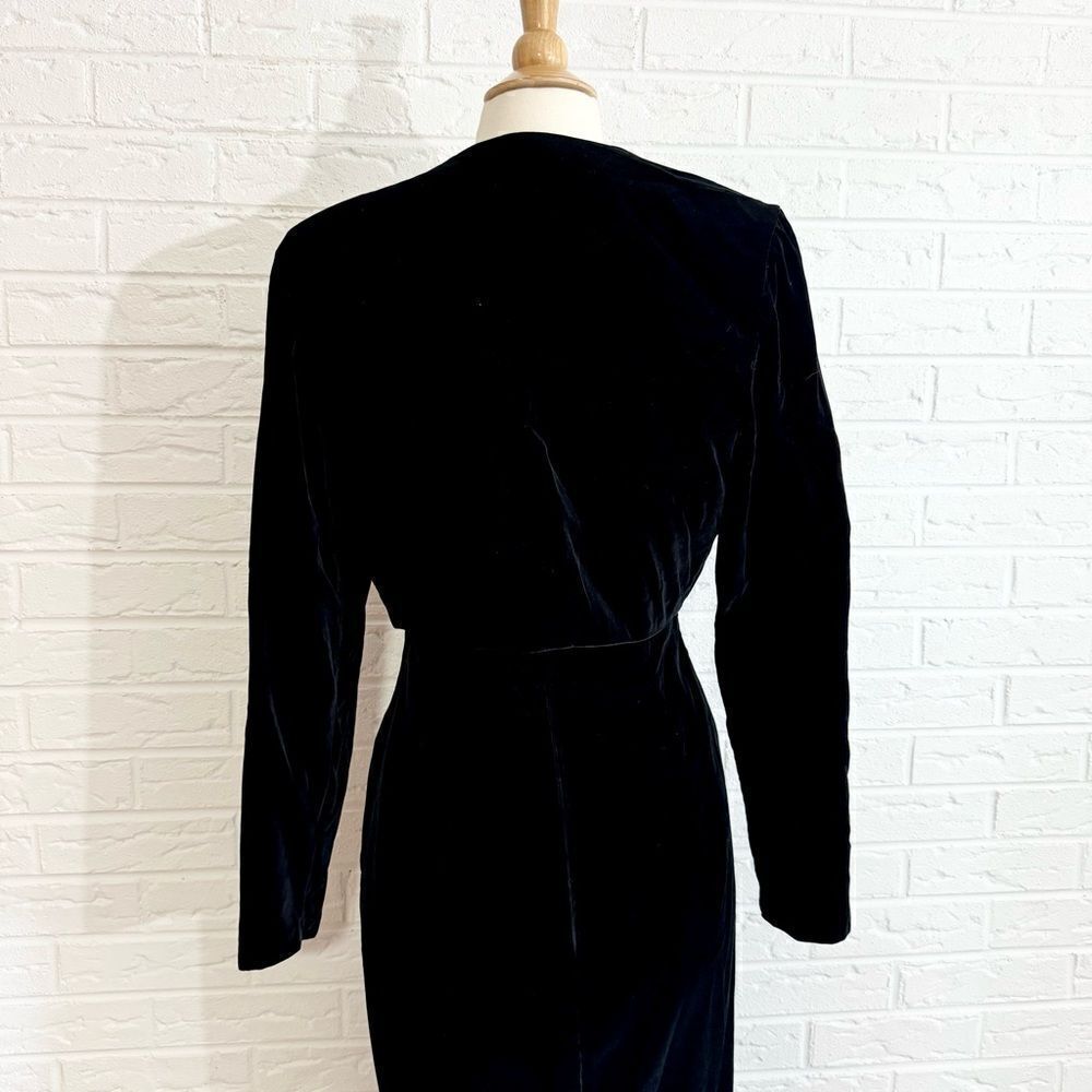 VINTAGE Dave & Johnny Black Velvet Beaded Collar Dress with Jacket Size 10 - Picture 13 of 15